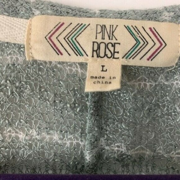 Pink Rose Size Large Womens Sweater Semi Sheer High Low Tunic Long Sleeve - Picture 4 of 6